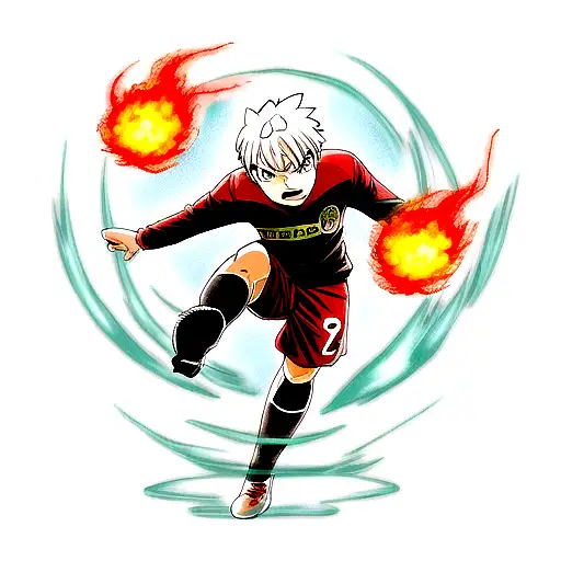 soccer ball turning into fire tattoo design idea