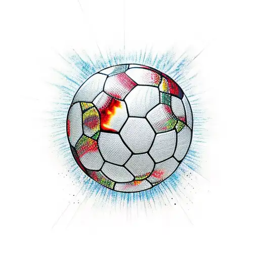 soccer ball turning into fire tattoo design idea