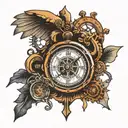 Christian cross with clock and compass tattoo design idea