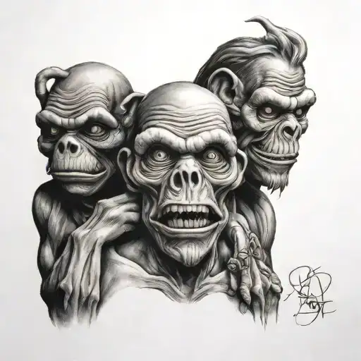 hear no evil speak no evil tattoo design idea