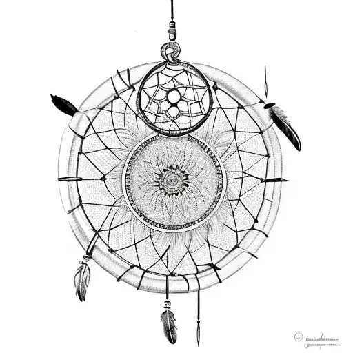 dream catcher, 3 watches, feathers  tattoo design idea