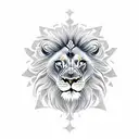 Lion head with Leo zodiac sign and Leo Star constellation kind of behind the lion head tattoo design idea