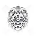 Lion head with Leo zodiac sign and Leo Star constellation kind of behind the lion head tattoo design idea