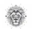 Lion head with Leo zodiac sign and Leo Star constellation kind of behind the lion head tattoo design idea