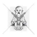 monk cross legged head down tattoo design idea