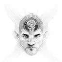 monk cross legged head down tattoo design idea