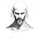 monk cross legged head down tattoo design idea