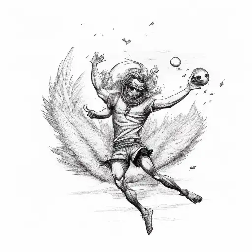 icarus falling from sky doing magic tattoo design idea