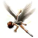 icarus falling from sky doing magic tattoo design idea