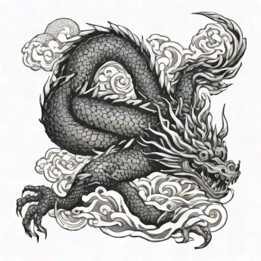 suminagashi and dragon tattoo design idea