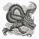 suminagashi and dragon tattoo design idea