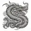 suminagashi and dragon tattoo design idea