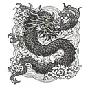 suminagashi and dragon tattoo design idea