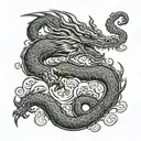 suminagashi and dragon tattoo design idea