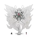 una planta, un avión, un dragón, Asuka evangelion, Kykio Inuyasha, Ghibli, Pokémon Game boy, control snes tattoo design idea