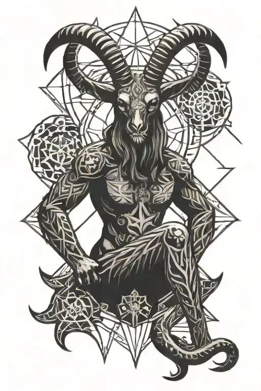 baphomet surrounded tattoo design idea