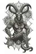 baphomet surrounded tattoo design idea