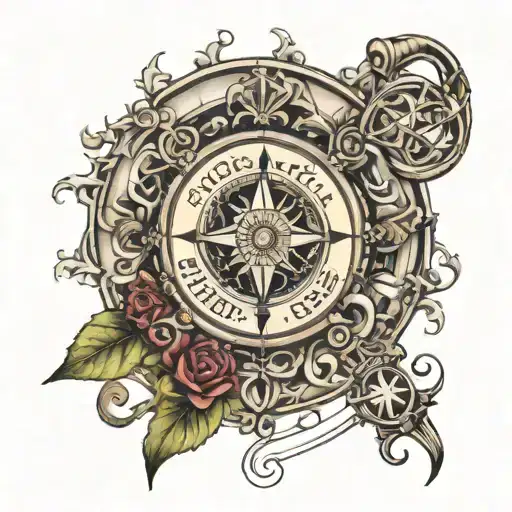 N and Q infinity incorporated with compass  tattoo design idea