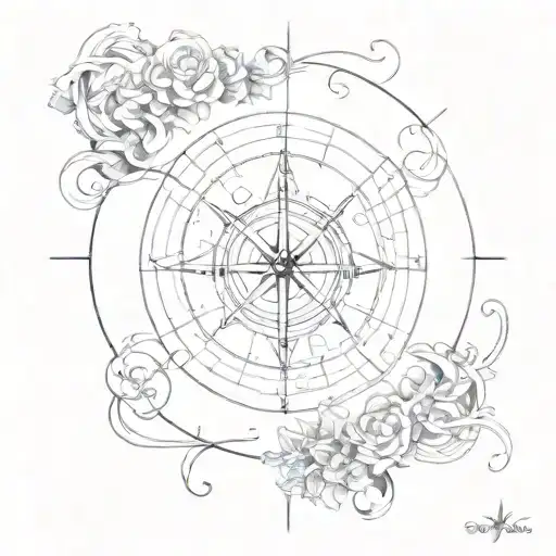 N and Q infinity incorporated with compass  tattoo design idea