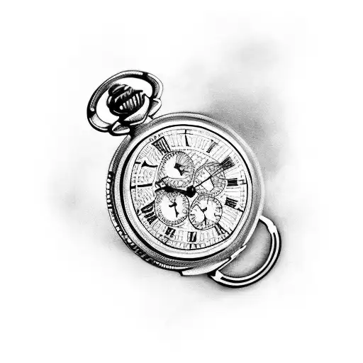 Pocket Watch broken time set at 5:13 tattoo design idea