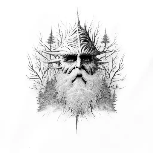 Treebeard in the forrest tattoo design idea