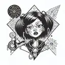 Kuromi singing with a stethoscope around her neck tattoo design idea