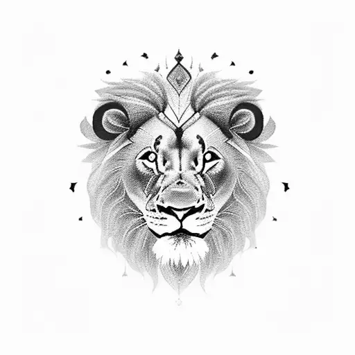 الجبان مقتول بالخوف قبل ان يقتل بالسيف lion in blackwork style tattoo design idea