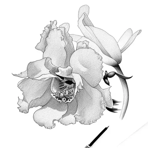 1 cattleya and 1 peony tattoo design idea