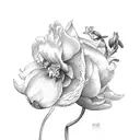 cattleya and peony tattoo design idea