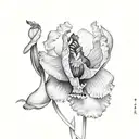 1 cattleya and 1 peony and 1 fern tattoo design idea