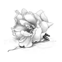 1 cattleya and 1 peony and 1 fern tattoo design idea