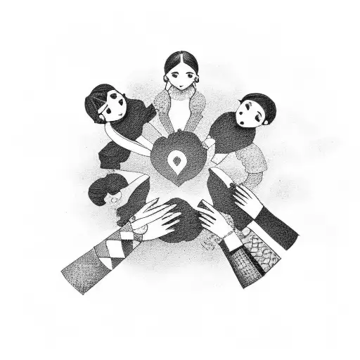 A group of friends and family members holding hands and forming a circle tattoo design idea
