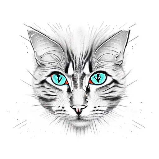 Punk-inspired cat with a mohawk tattoo design idea