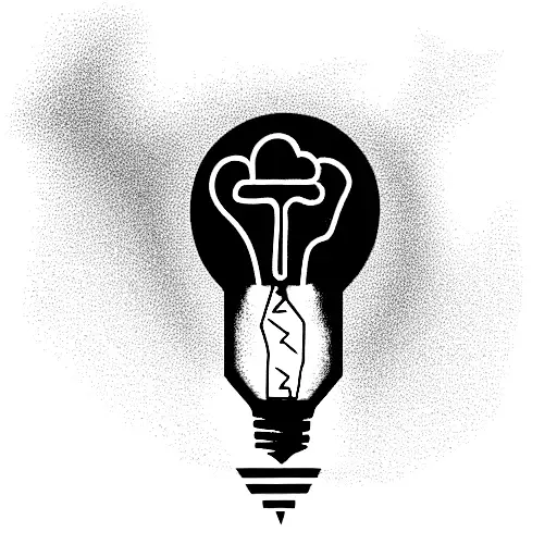 a broken light bulb and a normal light bulb with the lyrics 'don't let this darkness fool you, all lights turned off can tattoo design idea