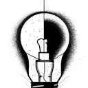 a broken light bulb and a normal light bulb with the lyrics 'don't let this darkness fool you, all lights turned off can tattoo design idea