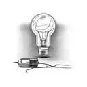 a broken light bulb and a normal light bulb with the lyrics 'don't let this darkness fool you, all lights turned off can tattoo design idea