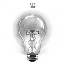 a broken light bulb and a normal light bulb with the lyrics 'don't let this darkness fool you, all lights turned off can tattoo design idea
