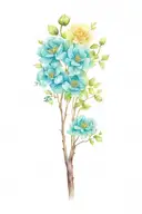 Willow tree with roses and daisy flower tattoo design idea