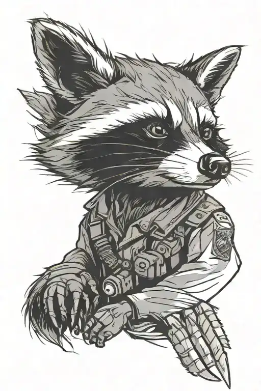 a tactical military raccoon  tattoo design idea
