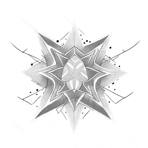 Star long weird lines tattoo design idea