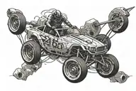 adrenaline chemical structure in the middle of racing cars and a person cliff jumping tattoo design idea