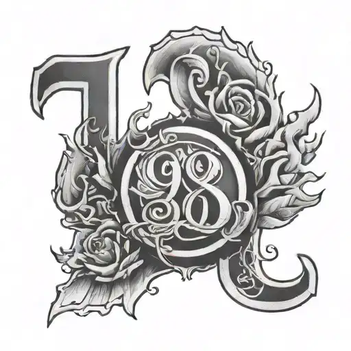 number 1998 date of birth tattoo design idea
