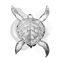 An intricate blackwork design of a sea turtle swimming through crashing waves tattoo design idea