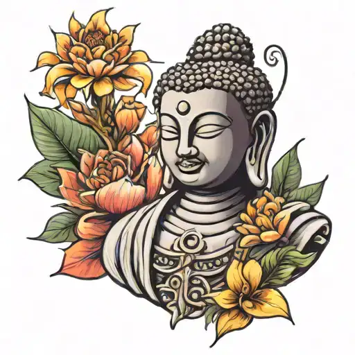 buddha with xenomorph head tattoo design idea