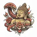 buddha with xenomorph head tattoo design idea