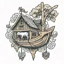 slingshot number 41 Noah's ark tattoo design idea
