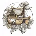 slingshot number 41 Noah's ark tattoo design idea