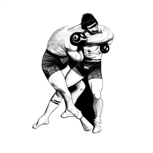 two wrestlers fighting tattoo design idea