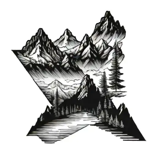 mountains, with blue sky fading away tattoo design idea