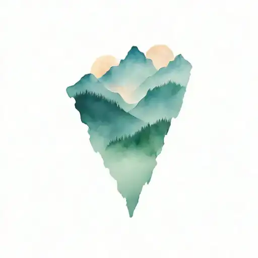 mountains, with blue sky fading away tattoo design idea